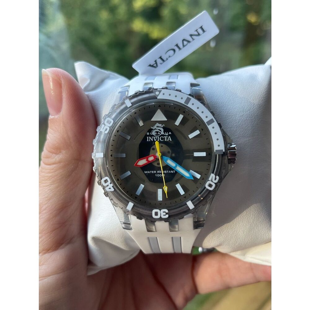 Invicta Men’s White Silicone Watch with Gray Dial and Multicolored Hands 69448
